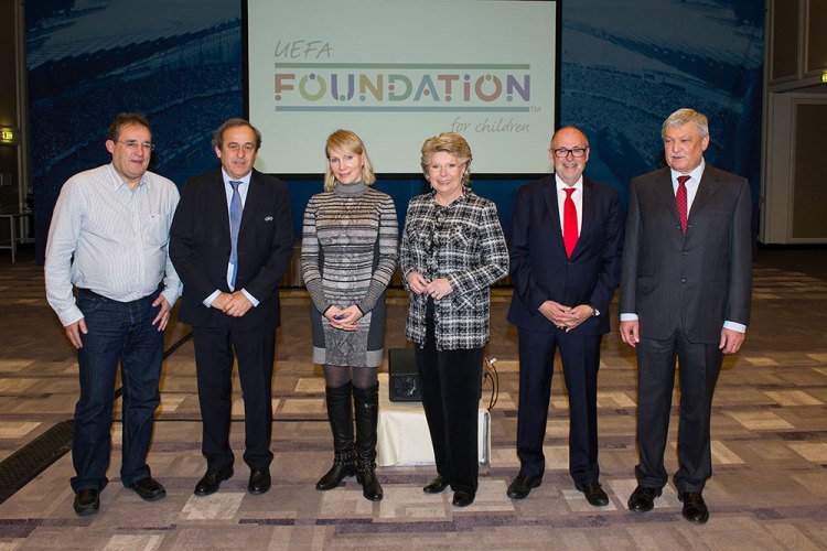 VIENNA, AUSTRIA - MARCH 22: UEFA Foundation for children board members pose for a group photo as they meet prior to the UEFA XXXIX Ordinary Congress on March 22, 2015 in Vienna, Austria. (Photo by Harold Cunningham/Getty Images for UEFA)